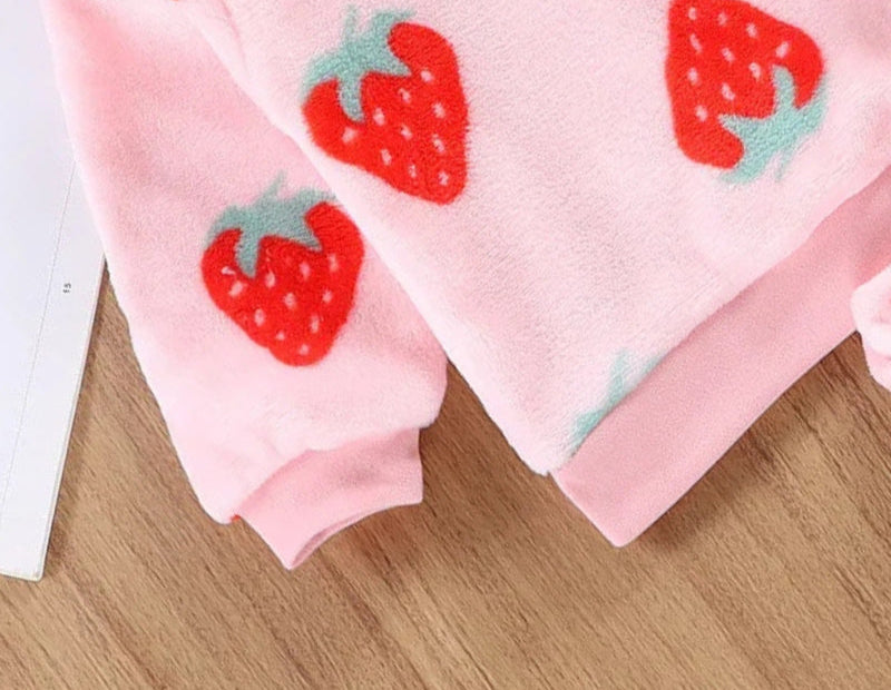 Berry Pink Girls Plush Co-ord Set
