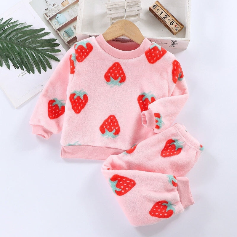 Berry Pink Girls Plush Co-ord Set