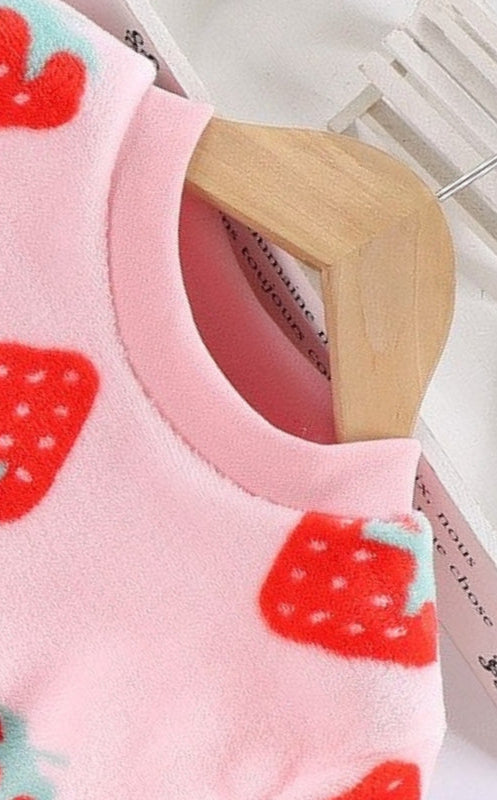 Berry Pink Girls Plush Co-ord Set