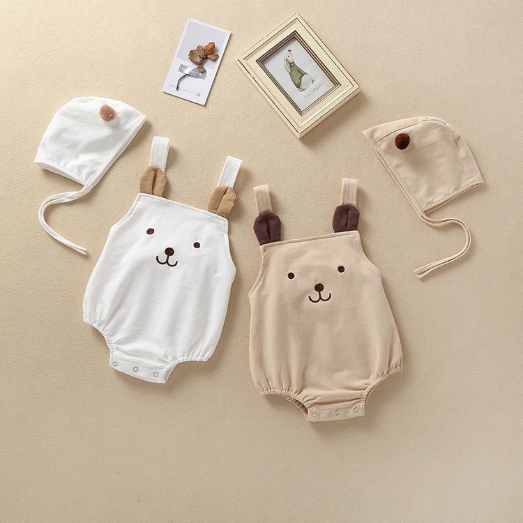 Sleeveless Teddy Bear Baby Boys Girls Romper with Hat