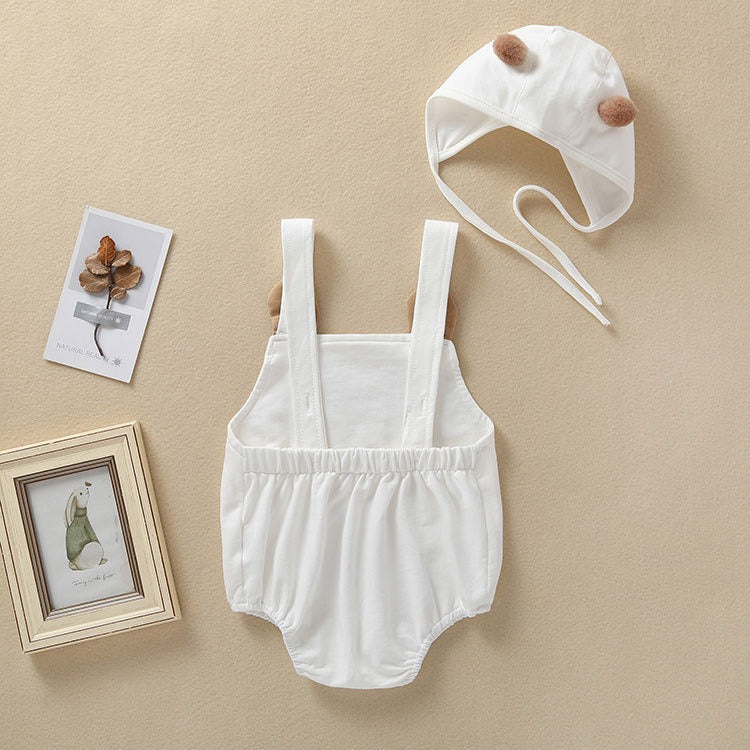 Sleeveless Teddy Bear Baby Boys Girls Romper with Hat