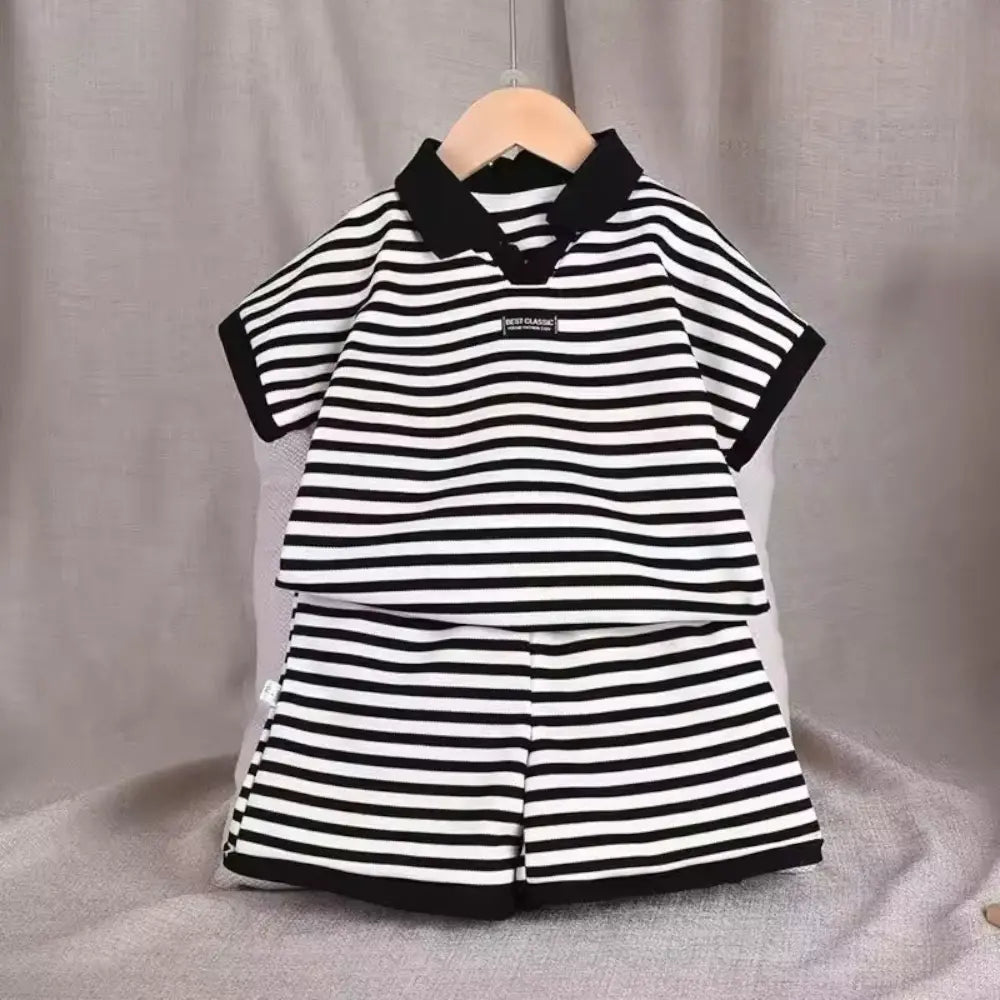 Boys Striped Tee & Shorts Set