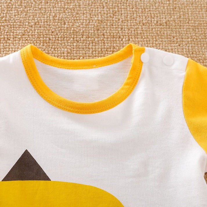 Playful Yellow Baby Boys and Girls Dino Romper
