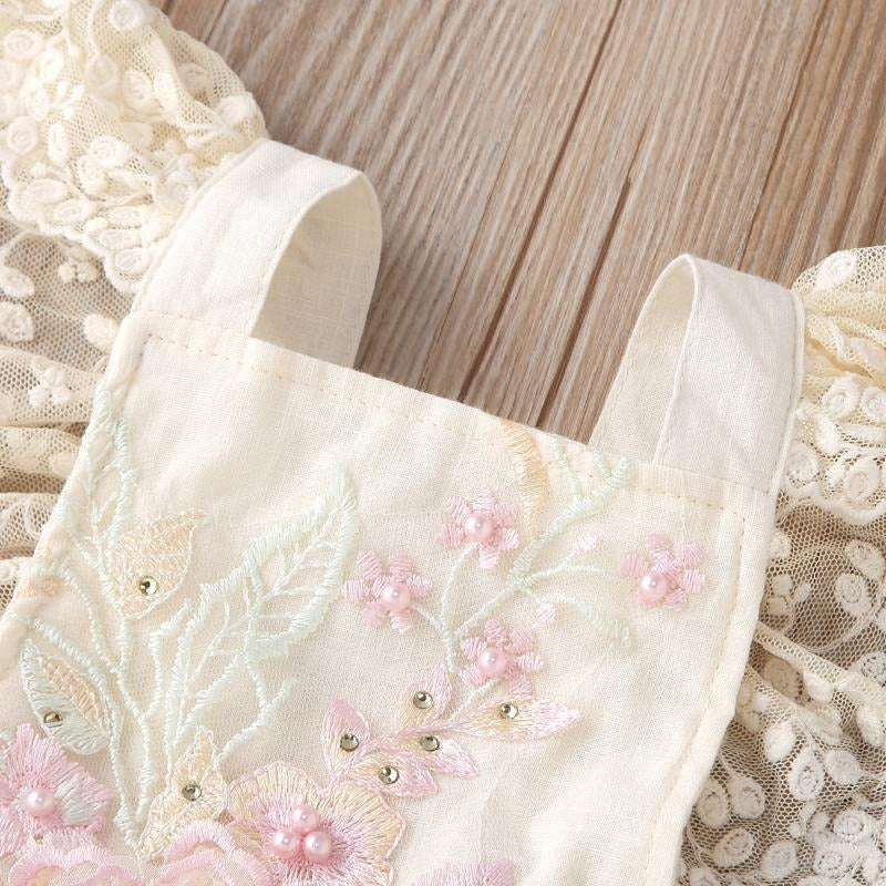 Enchanted Embroidered Lace Baby Girls Romper