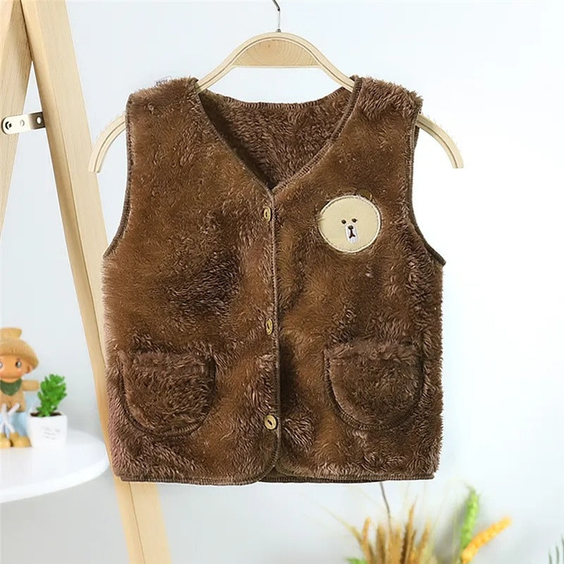 Brown Bear Sleeveless Girls Top