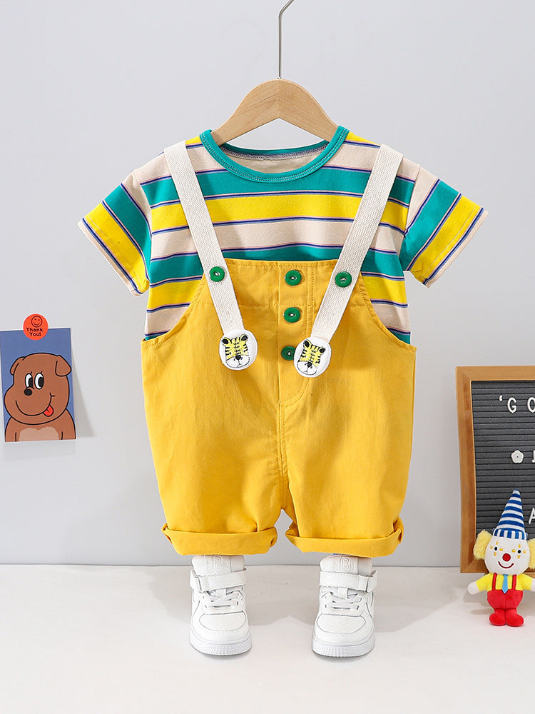 Striped Dungaree Set