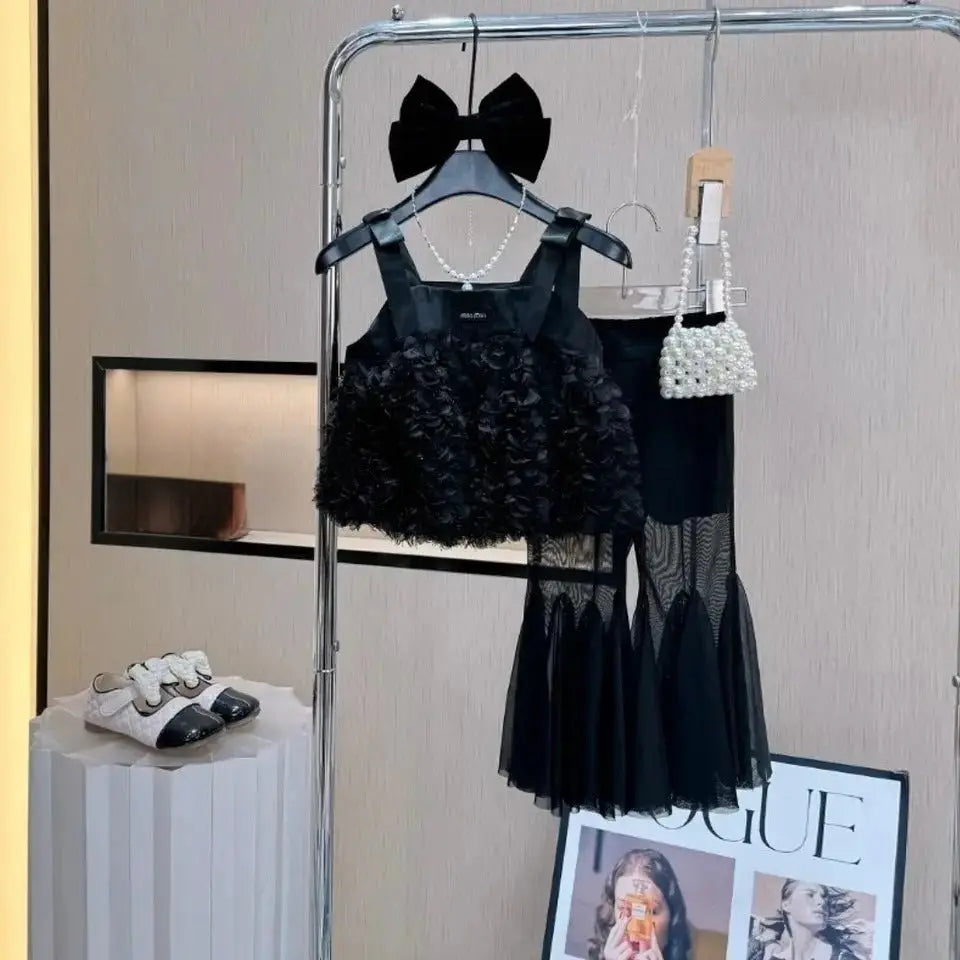 Girls Floral Ruffle Top And Palazo Pants