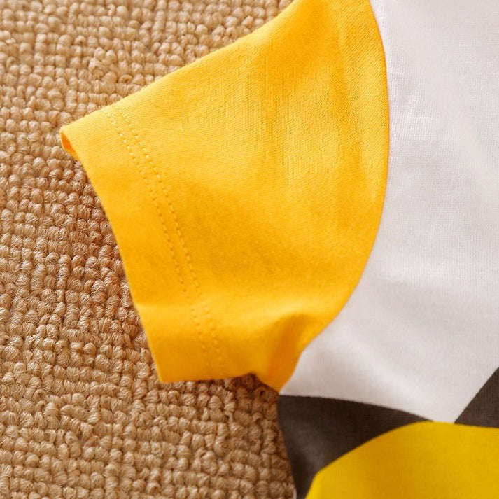 Playful Yellow Baby Boys and Girls Dino Romper