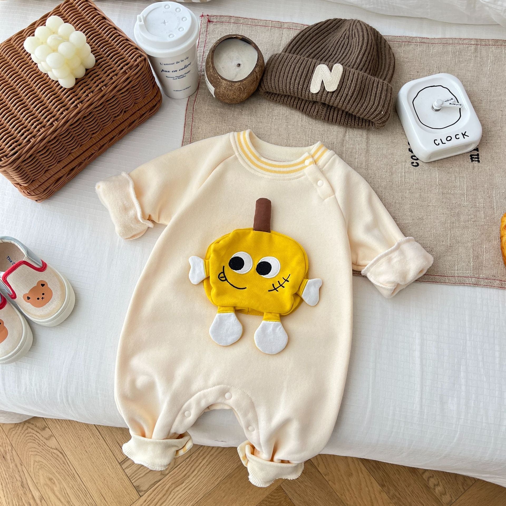 Yellow Cartoon Cozy Romper