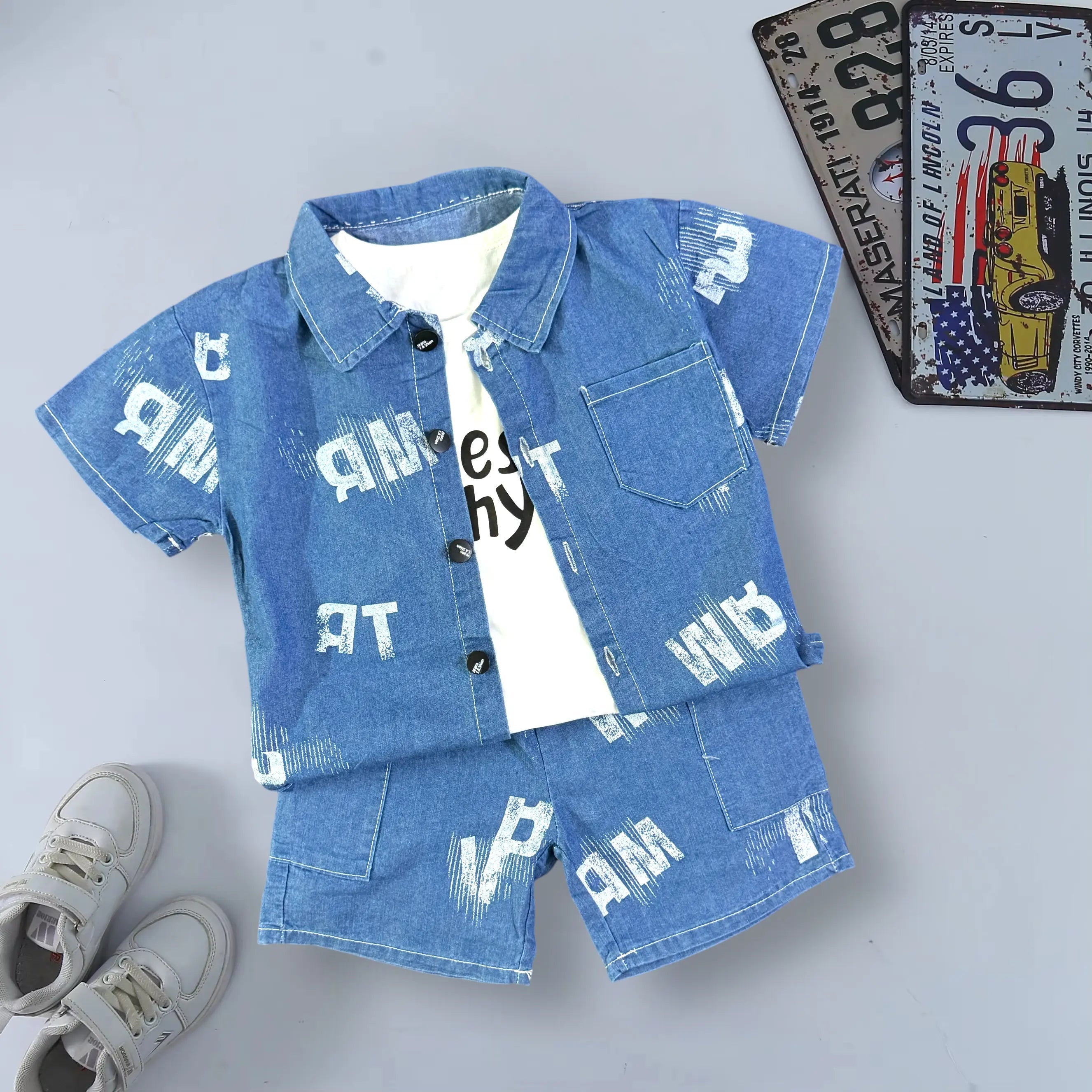 Boys Graphic-Print Denim 3 Piece Set