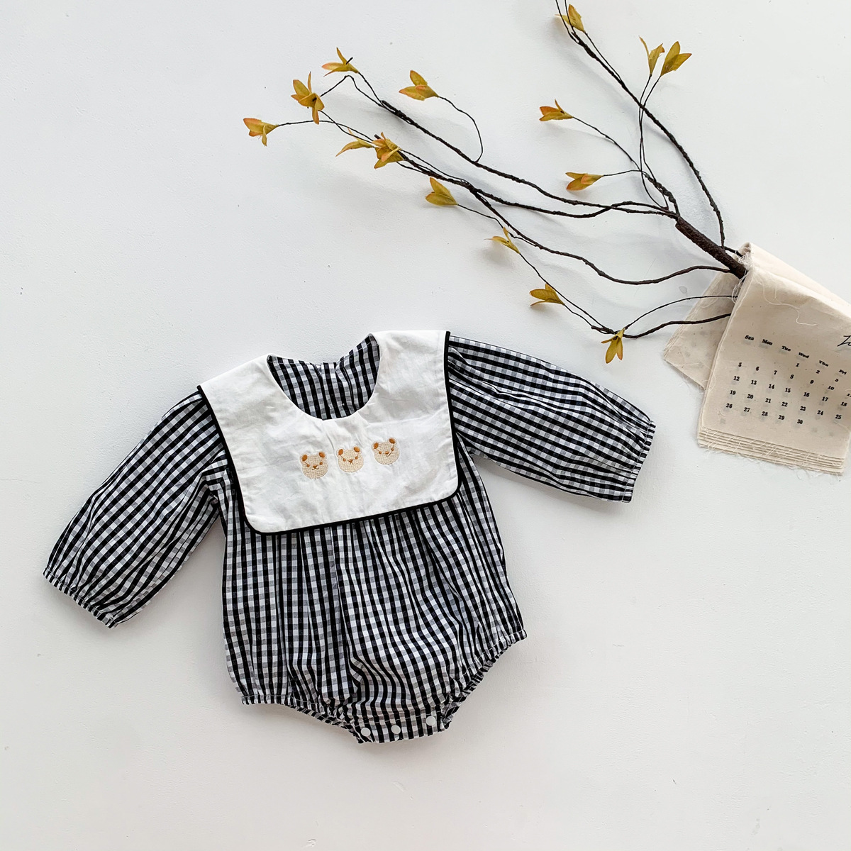 Vintage Plaid  Baby Romper