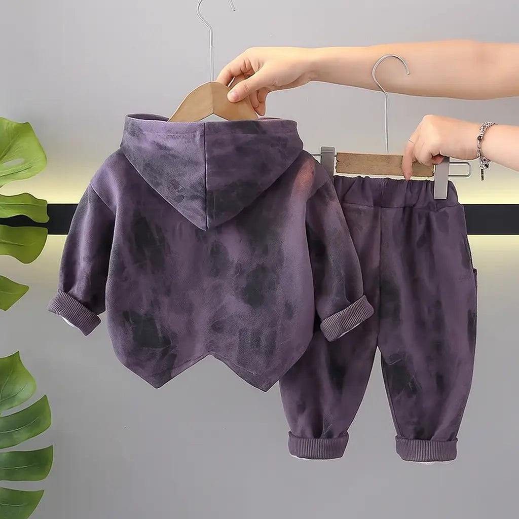 Boys Purple Hoodie & Pants Outfit Set