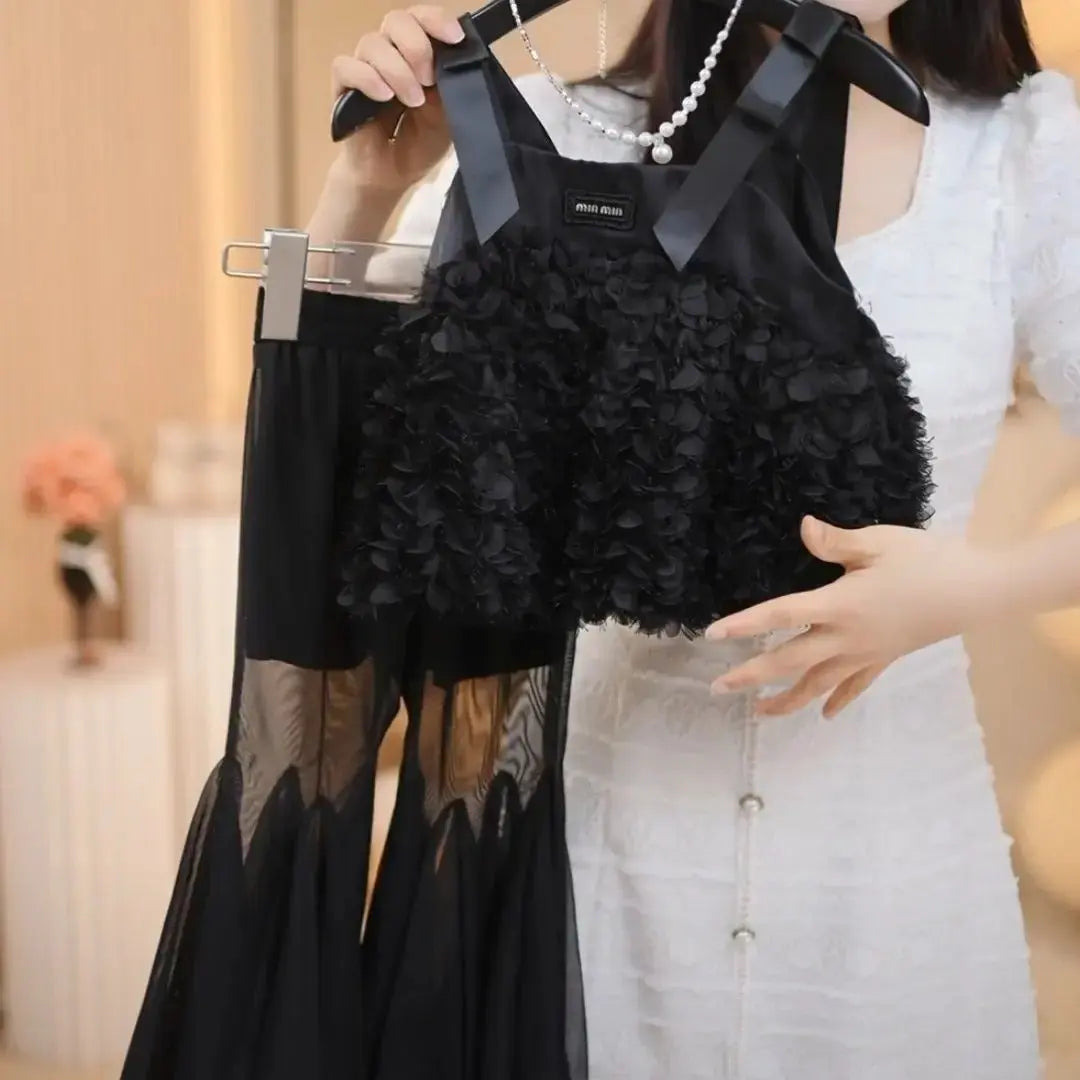 Girls Floral Ruffle Top And Palazo Pants