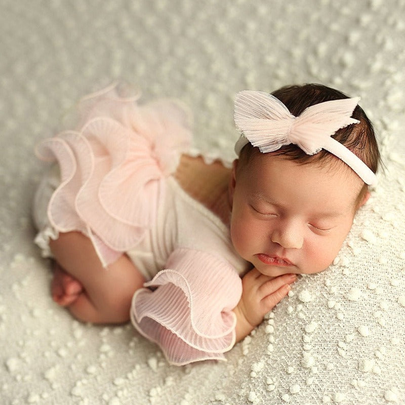 Aria Lace Photoshoot Baby Romper Set with Headband