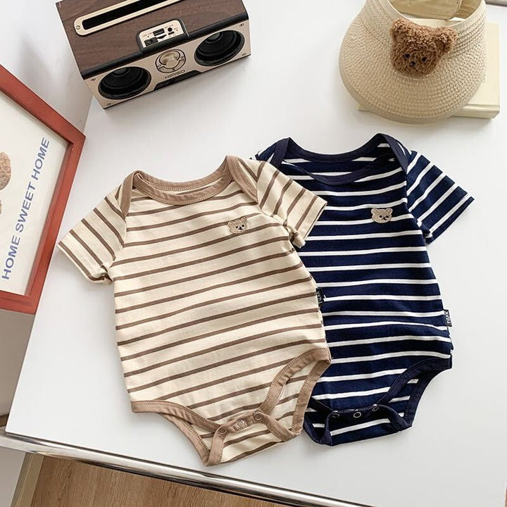 Bear Baby Boys and Girls Striped Romper