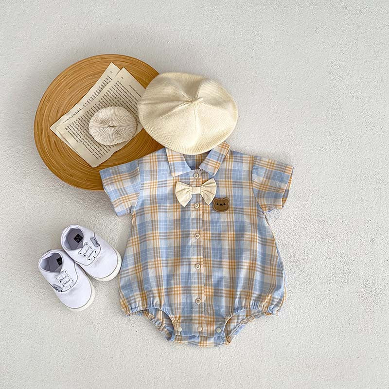 Bear Plaid Baby Rompers - Girls and Boys