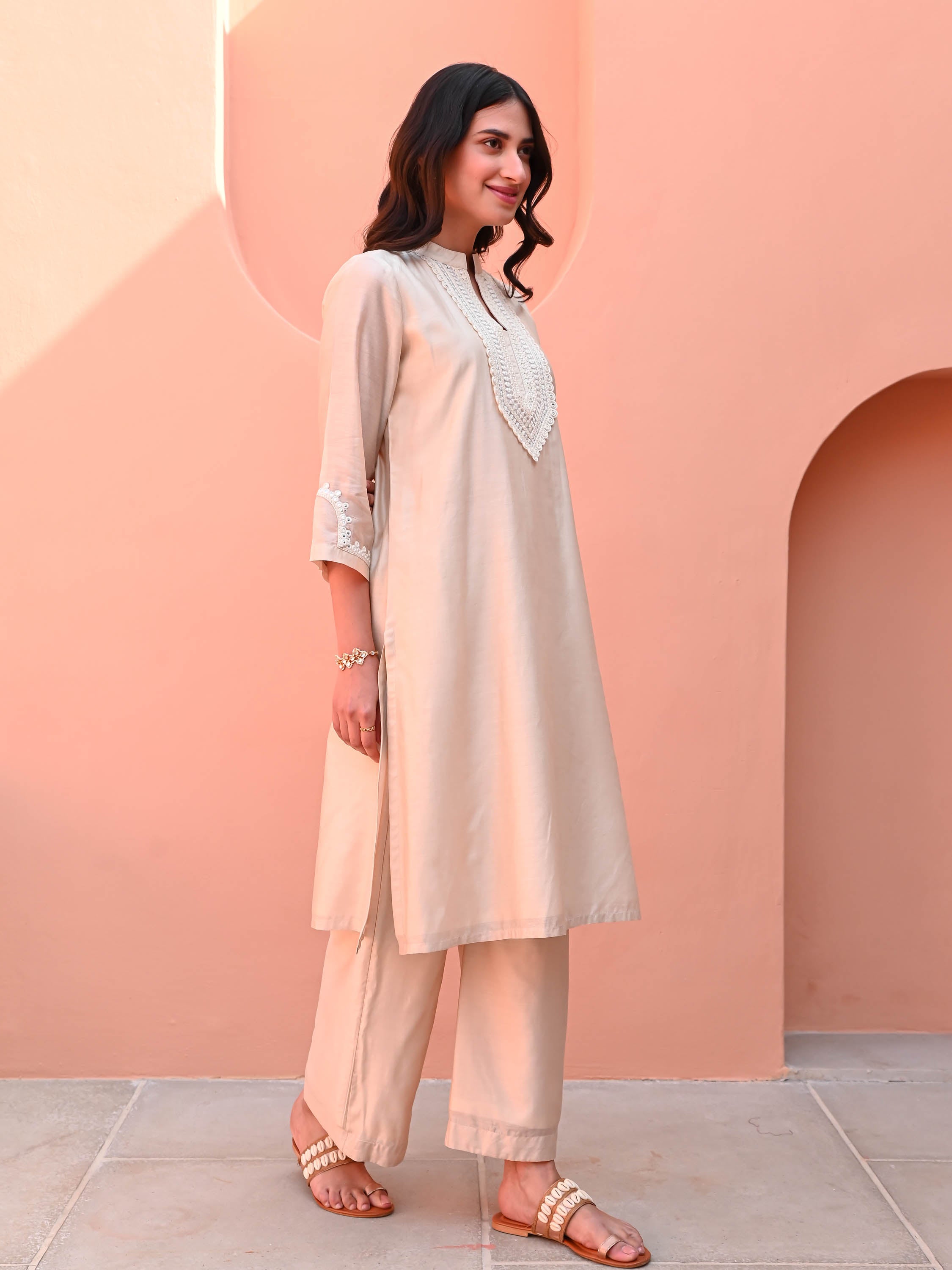 Vanilla Silk Kurta Set