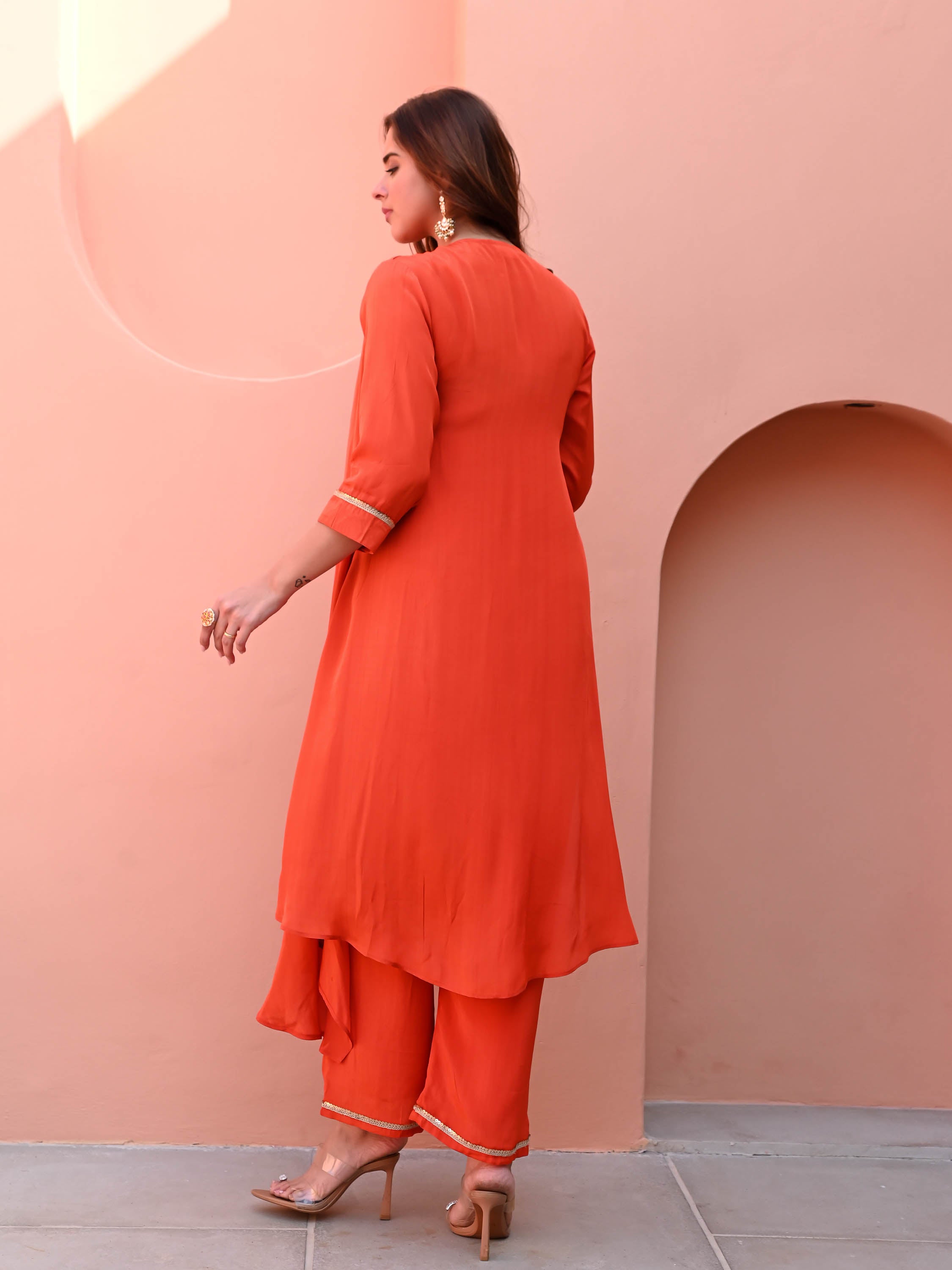 Orange Matching Kurta Set