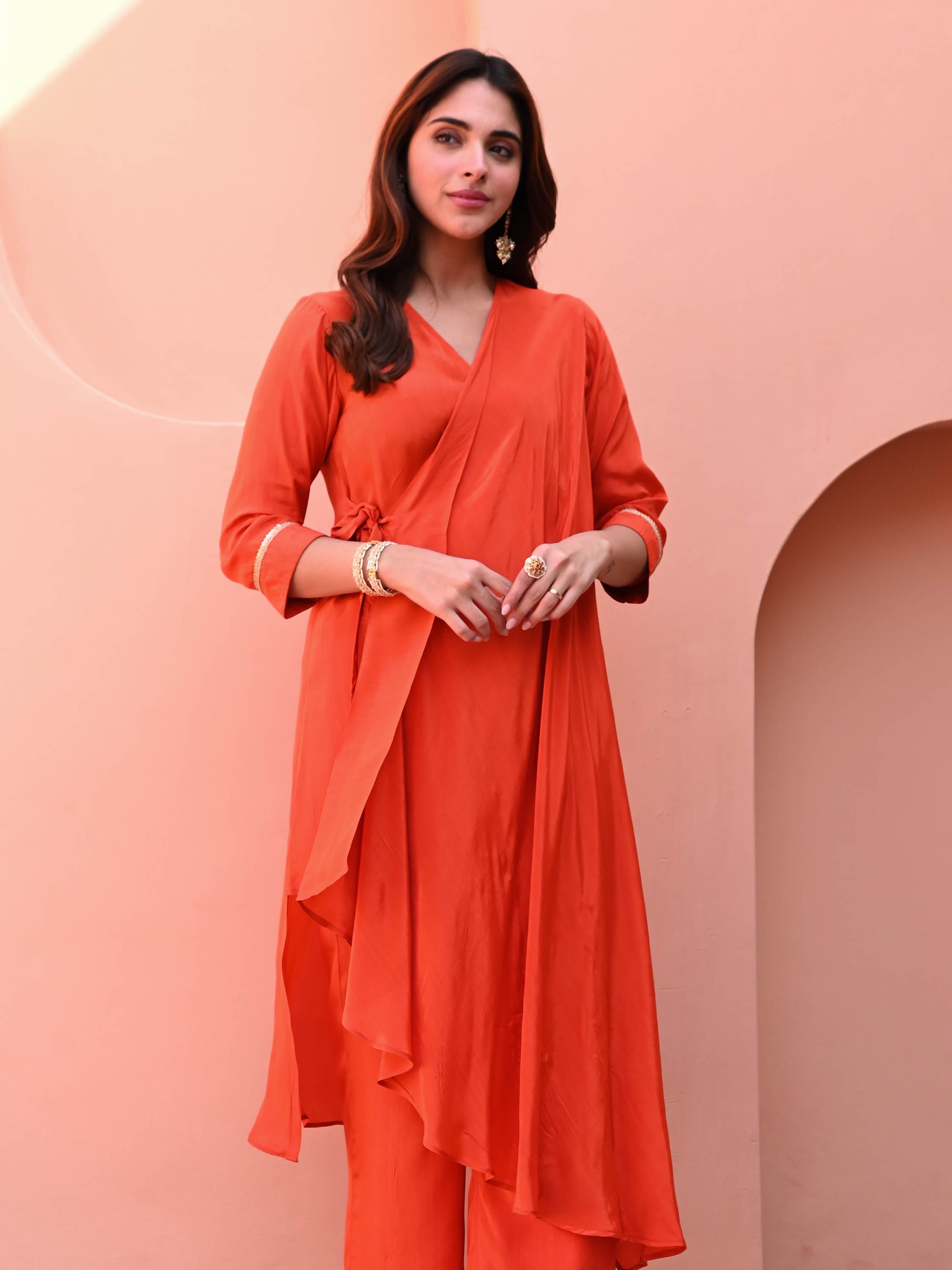 Orange Matching Kurta Set
