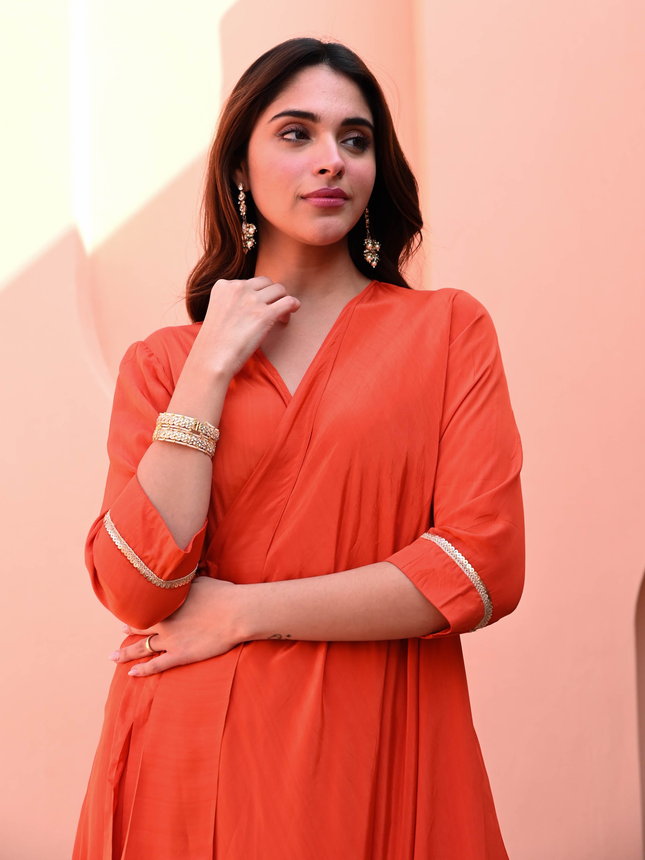 Orange Matching Kurta Set