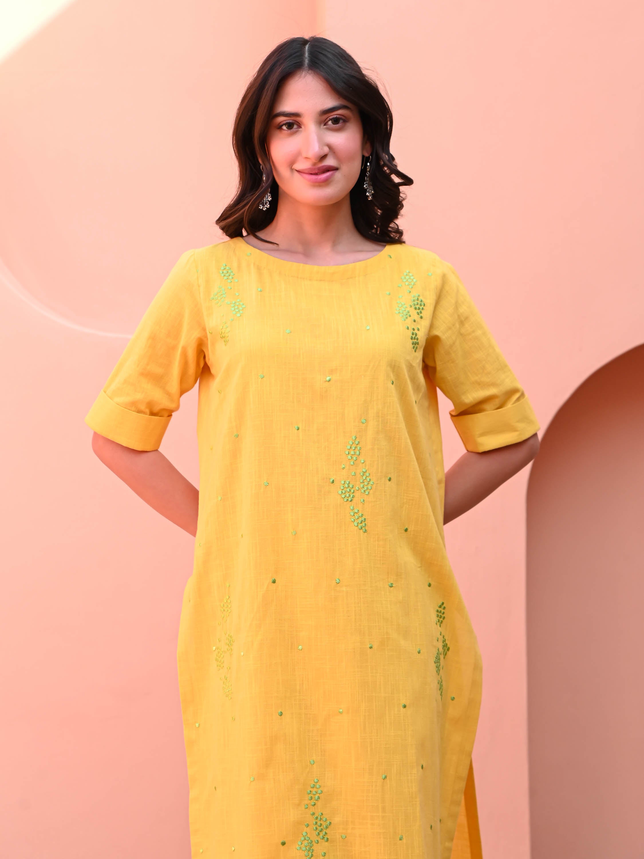 Lemon Yellow Cotton Kurta Pant