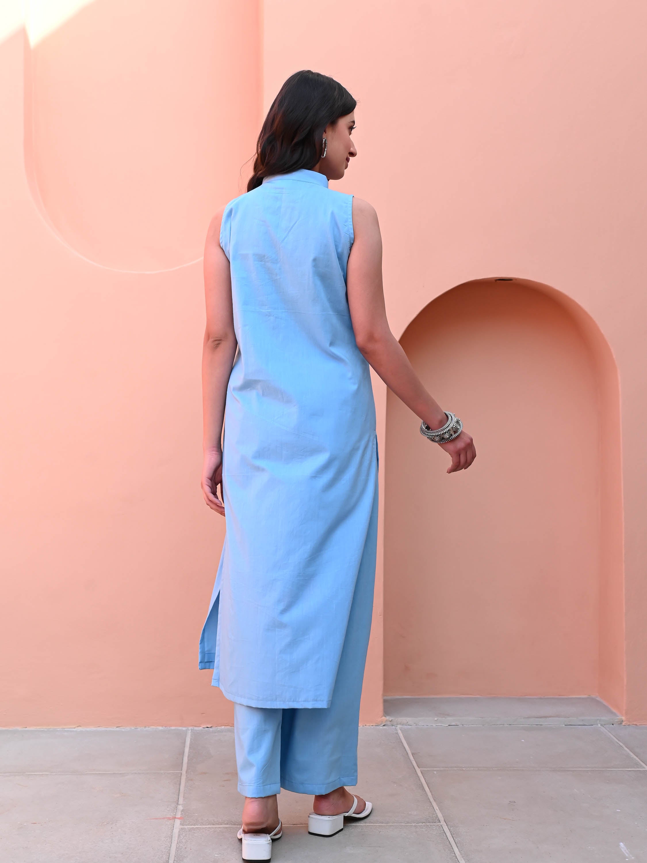 Powder Blue Embroidered Kurta Set