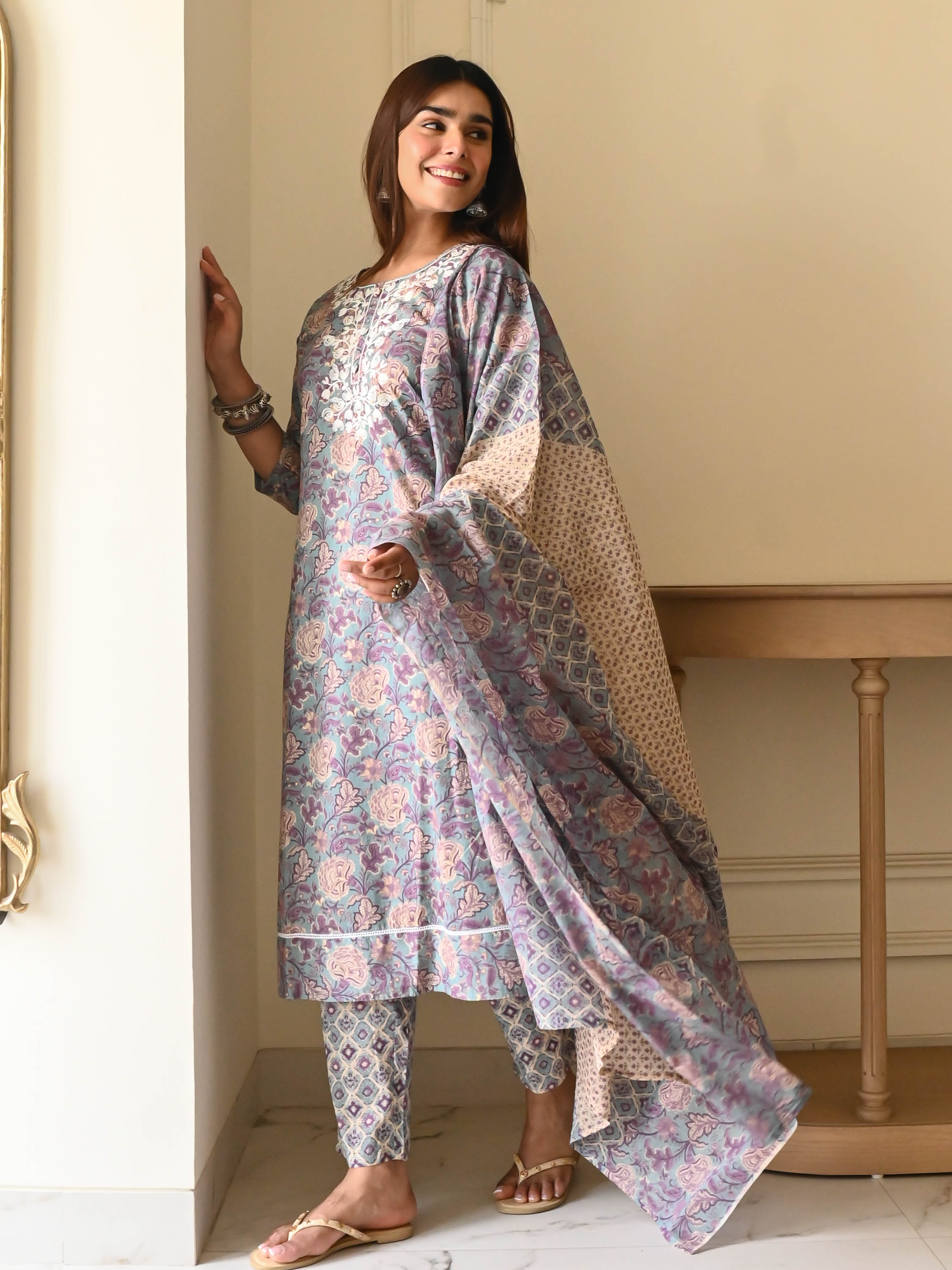 Bunaai Vaidehi Cotton Suit Set