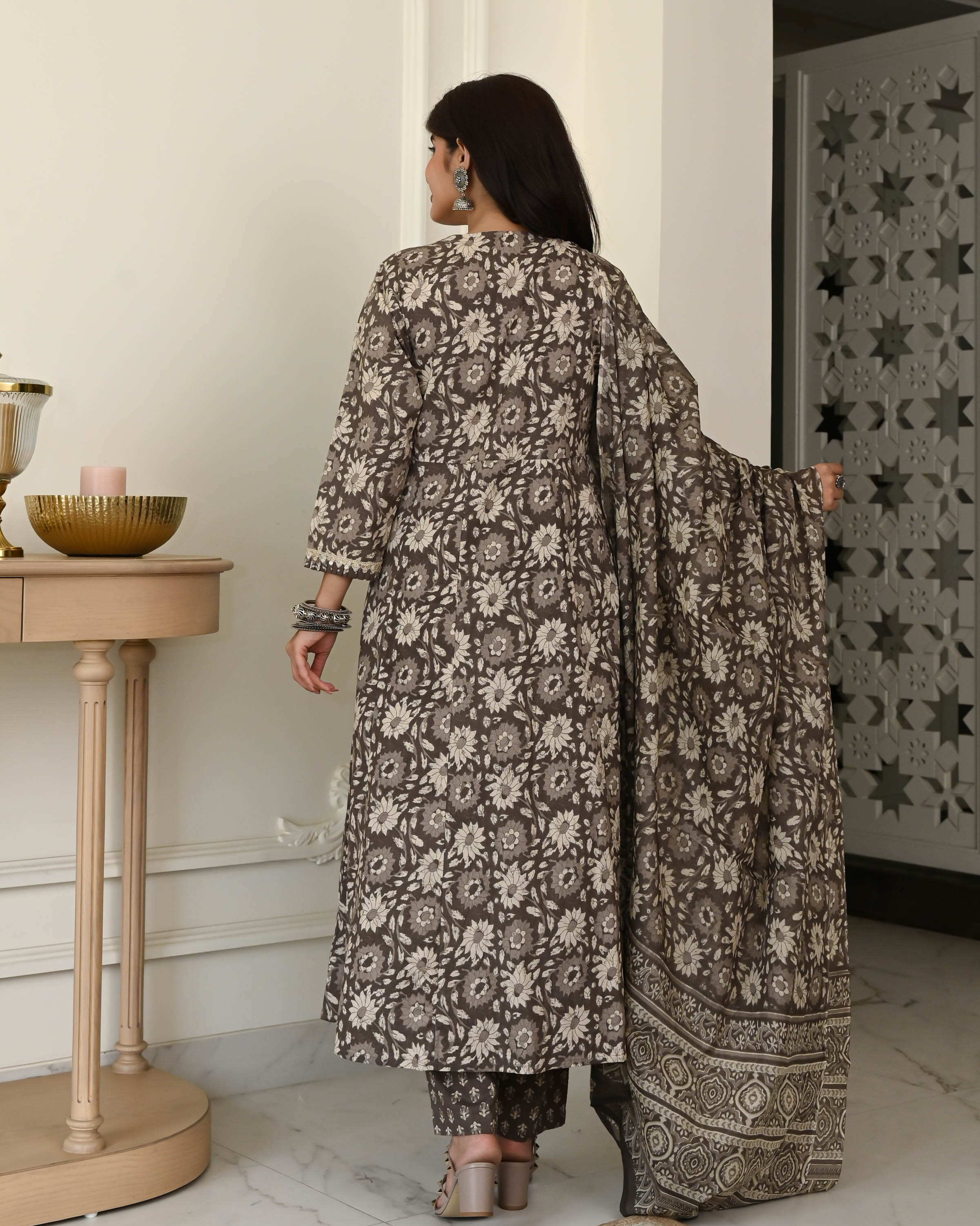 Grey Bagru Cotton Suit Set