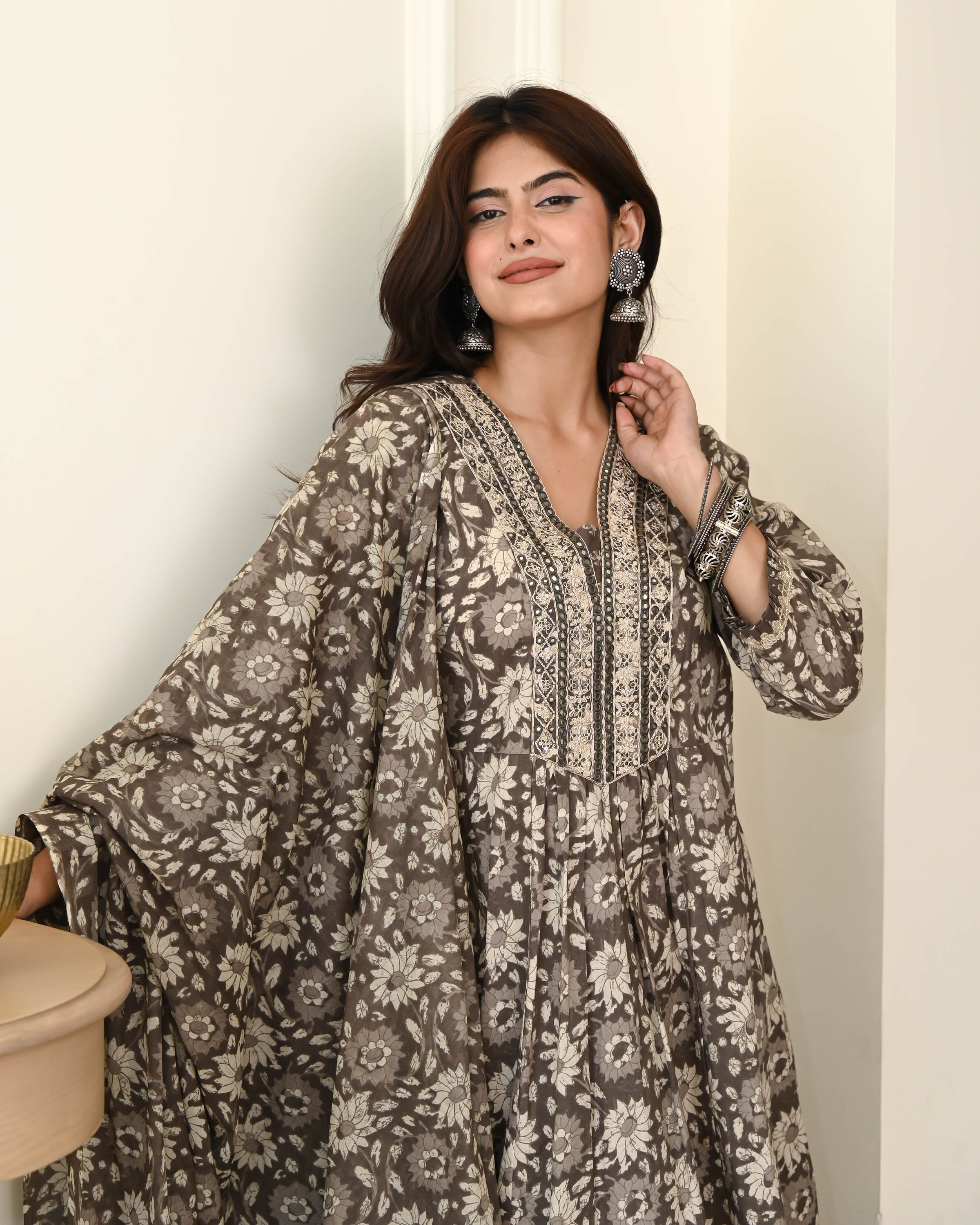 Grey Bagru Cotton Suit Set