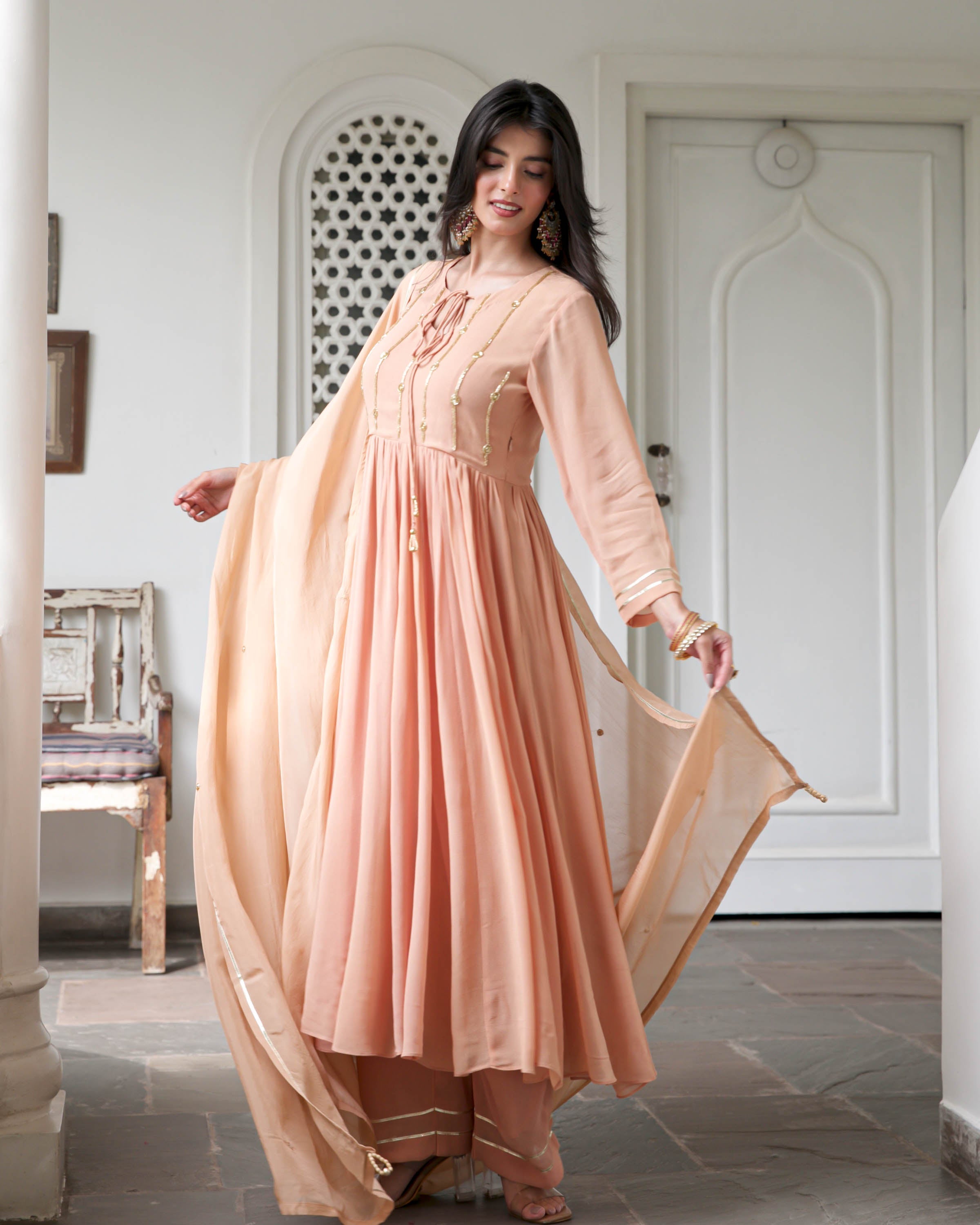 Peach Georgette Suit Set
