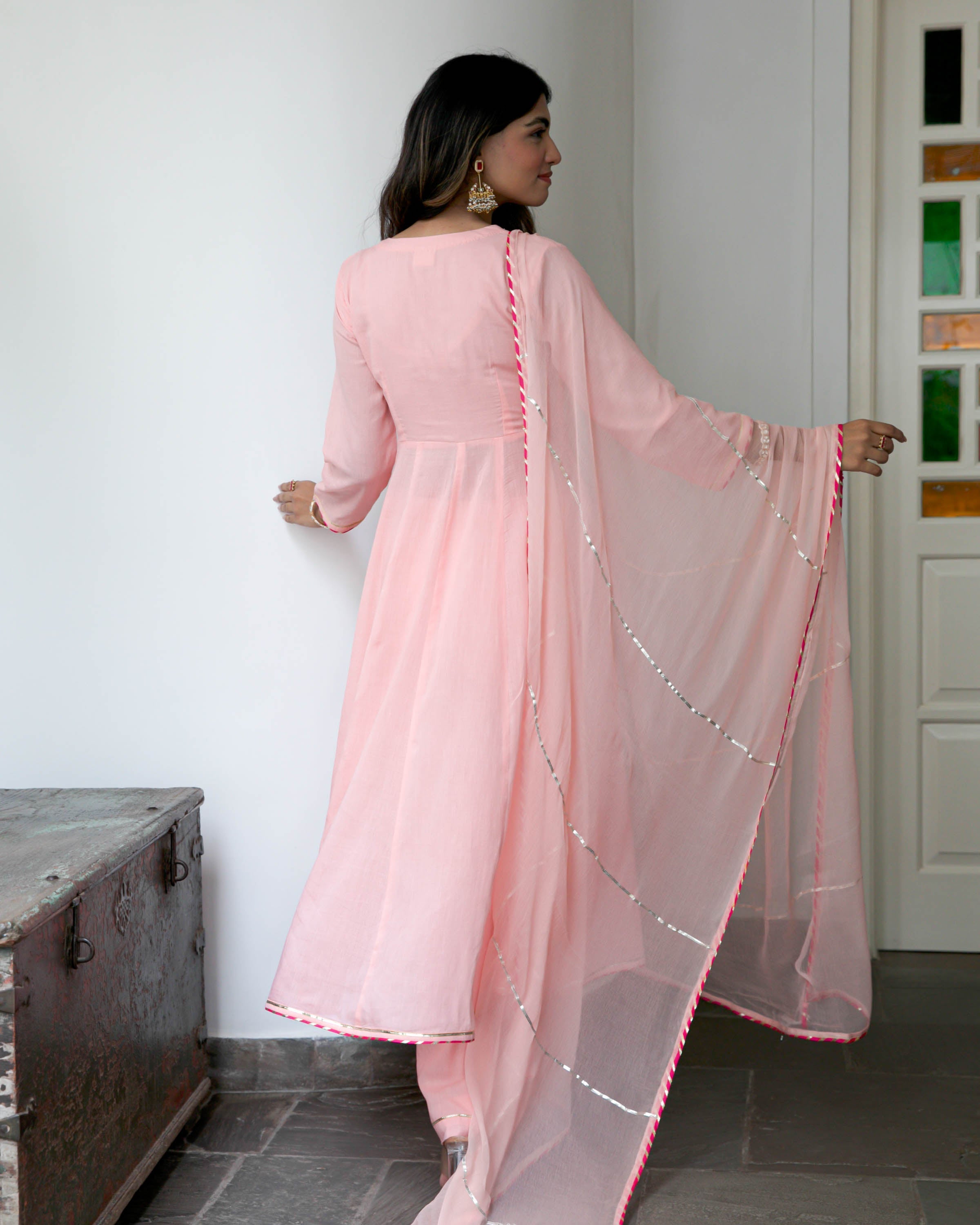 Peachish Pink  Cotton Suit Set