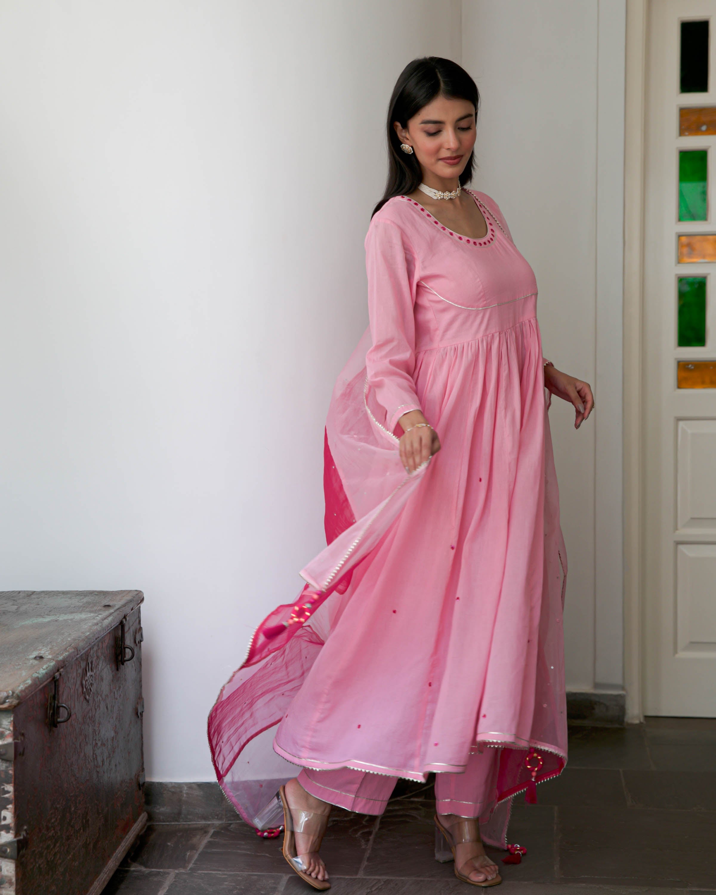 Shaded Pink Cotton Suit Set