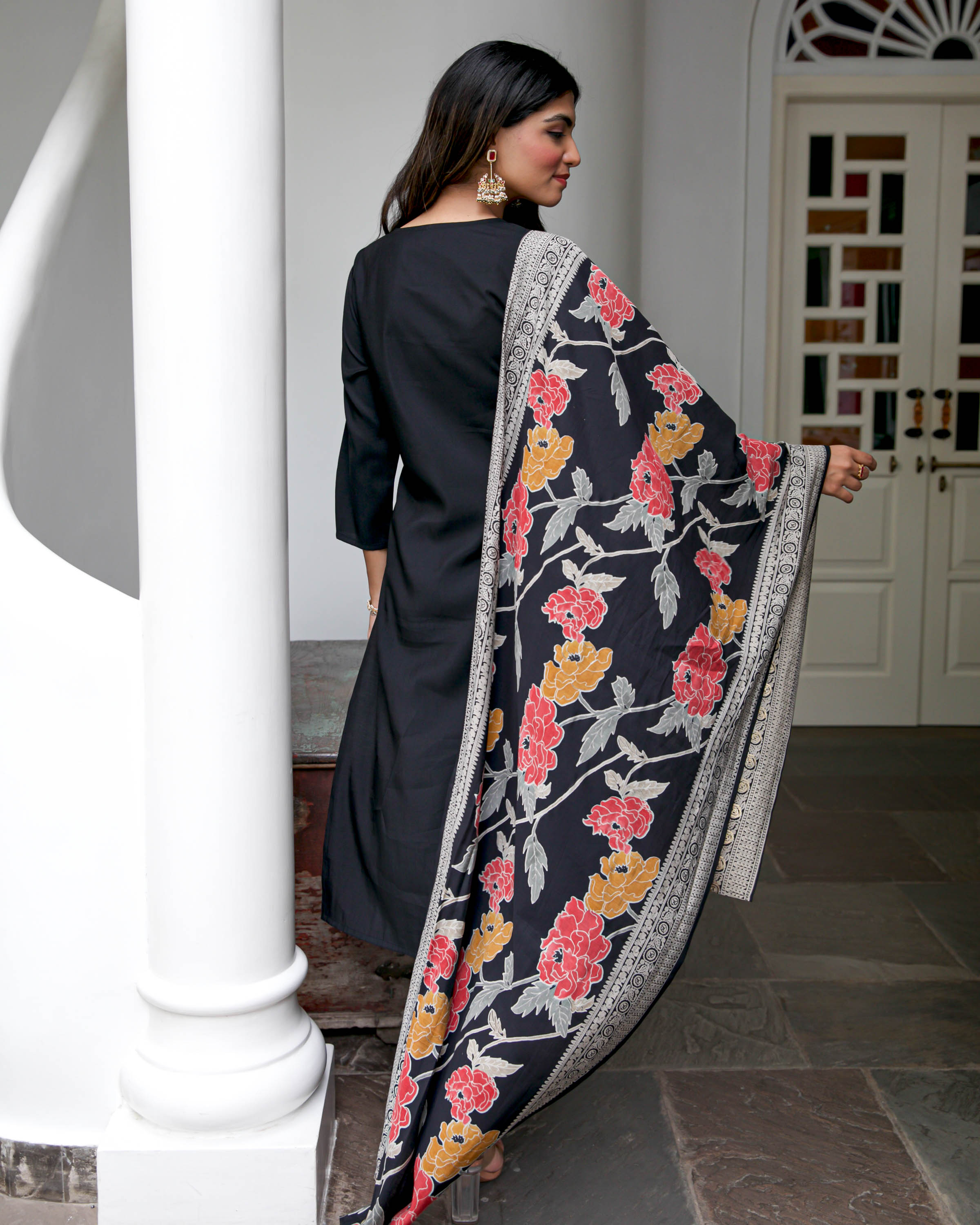 Black Embroidered Suit Set