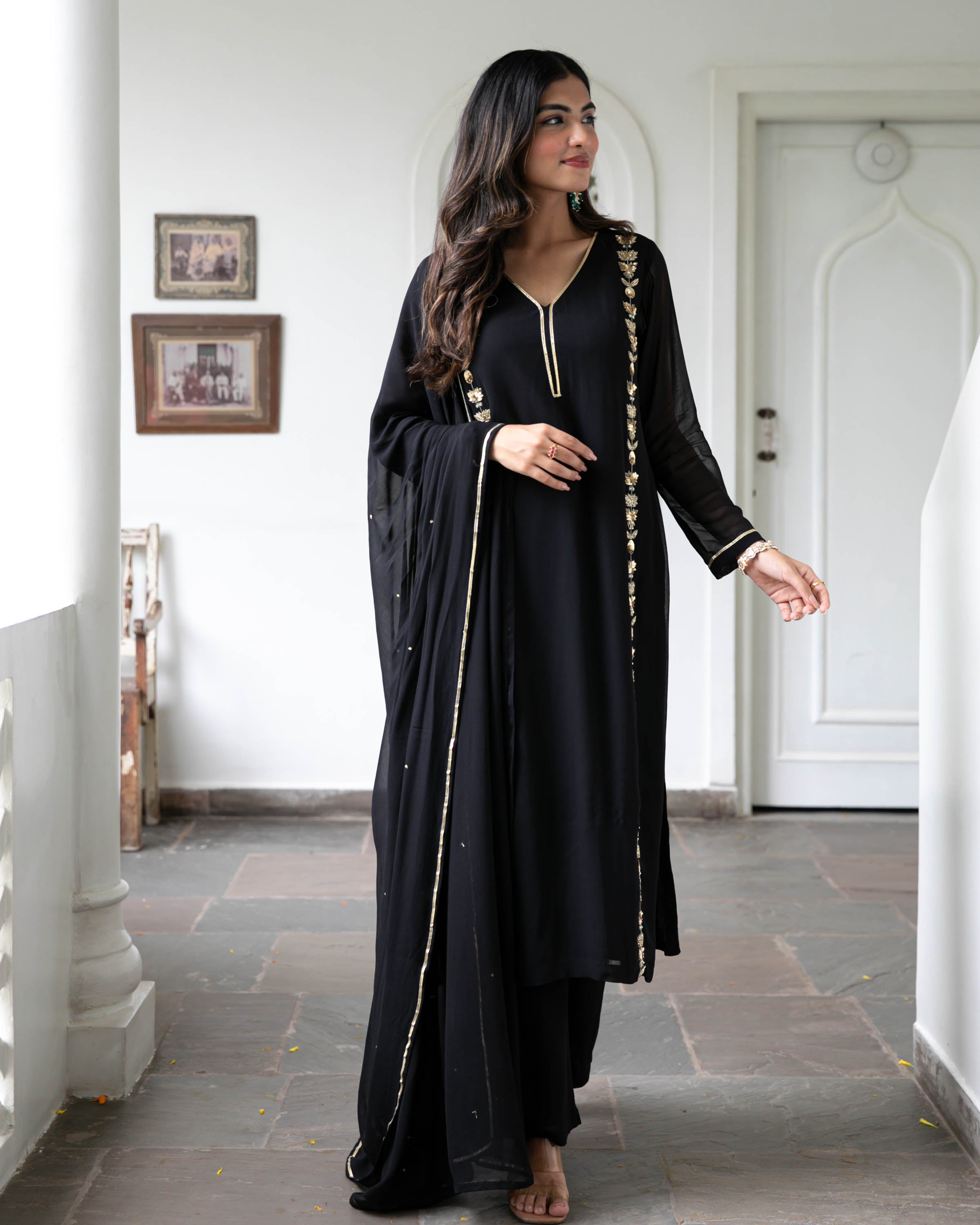 Black Hand Embroideres Suit Set