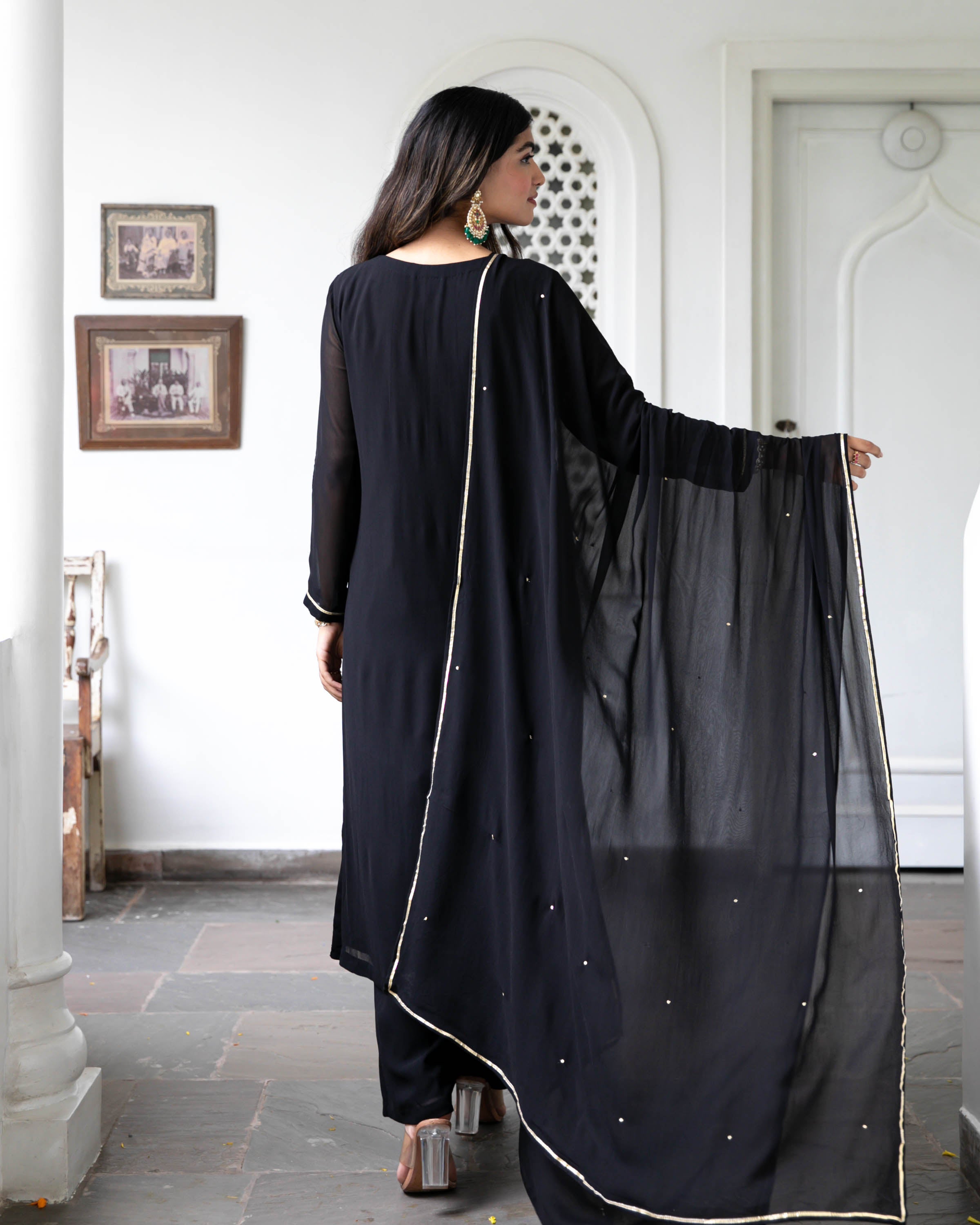 Black Hand Embroideres Suit Set