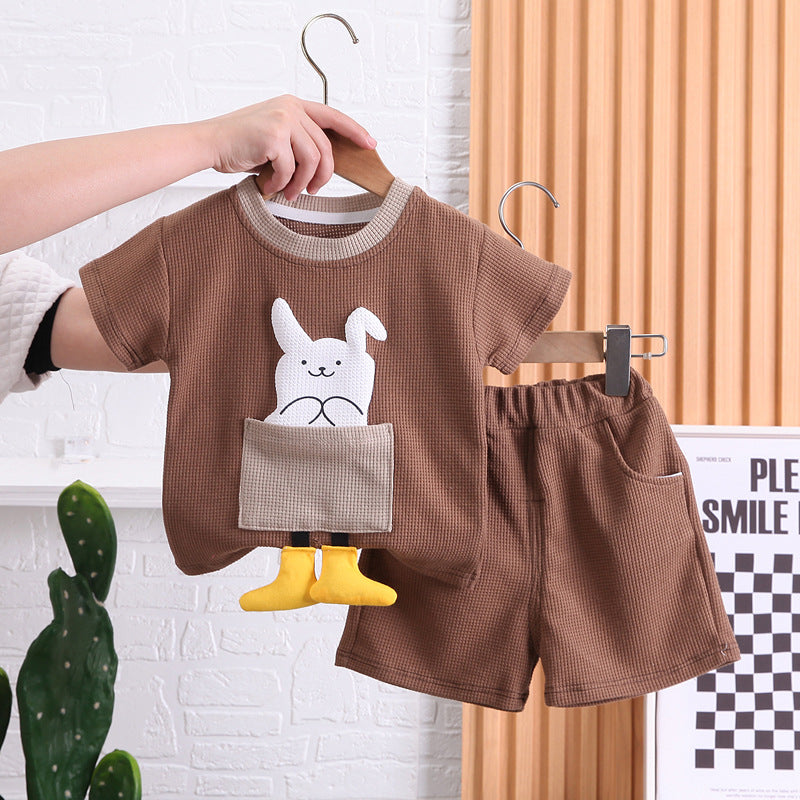 Bunny 3D Legs Boys T-shirt and Shorts Set
