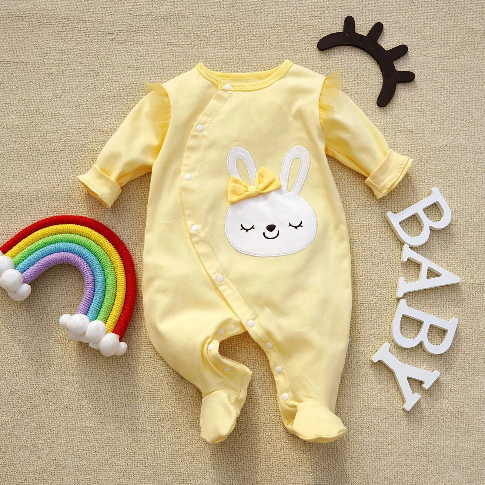 Bunny Love Baby Girls Romper
