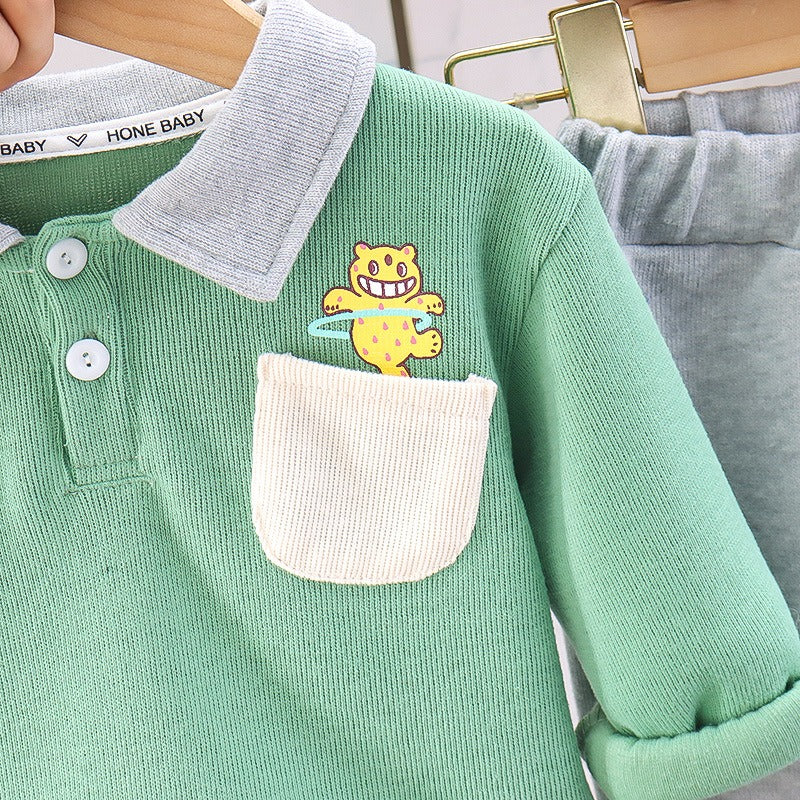 Classy Collared T-shirt and Pant Boys Set