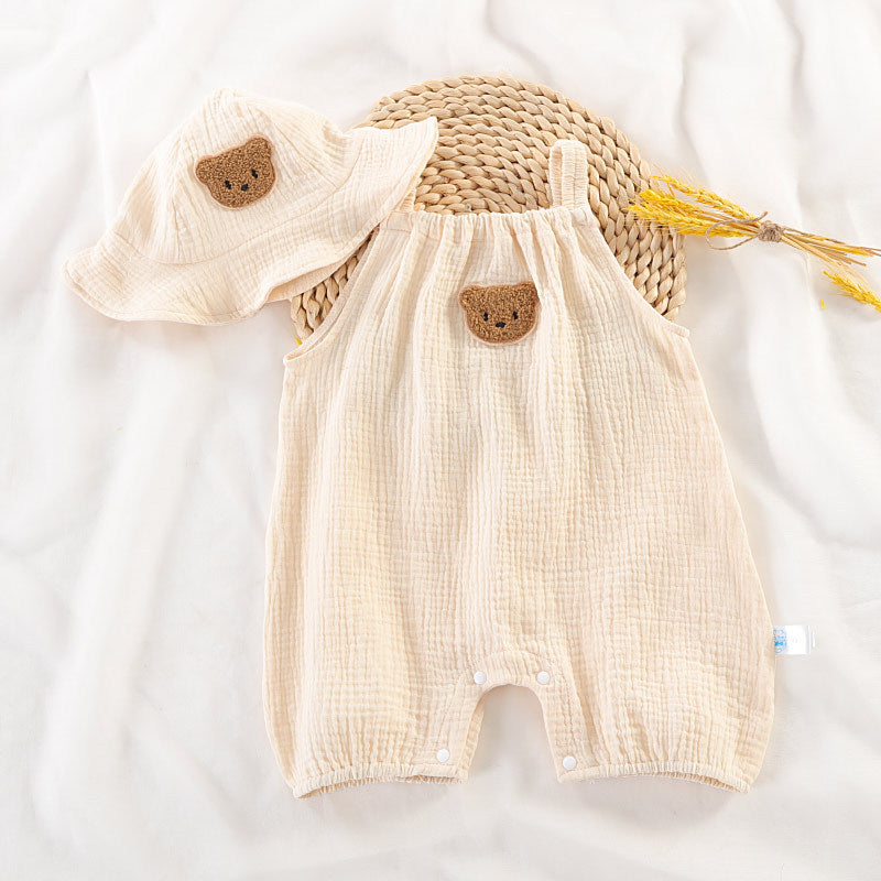 Cotton Gauze Newborn Girls Jumpsuit