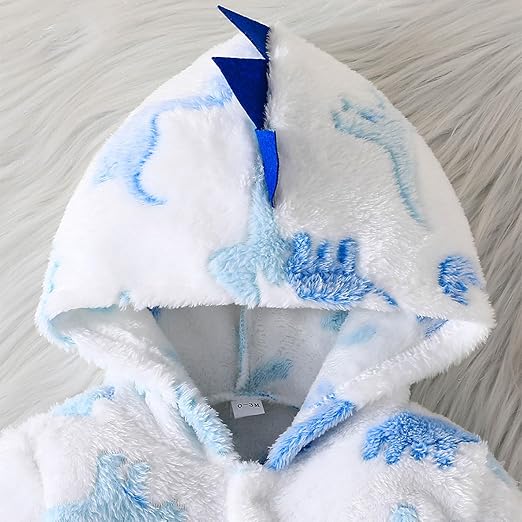 Cozy Fleece Dino Baby Boys Girls Romper Jumpsuit