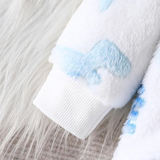 Cozy Fleece Dino Baby Boys Girls Romper Jumpsuit