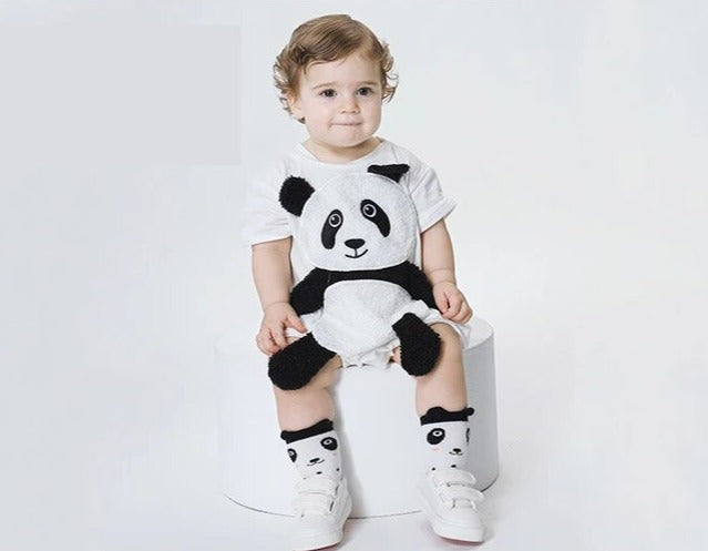 Cute Panda Hugged Boys Girls Romper