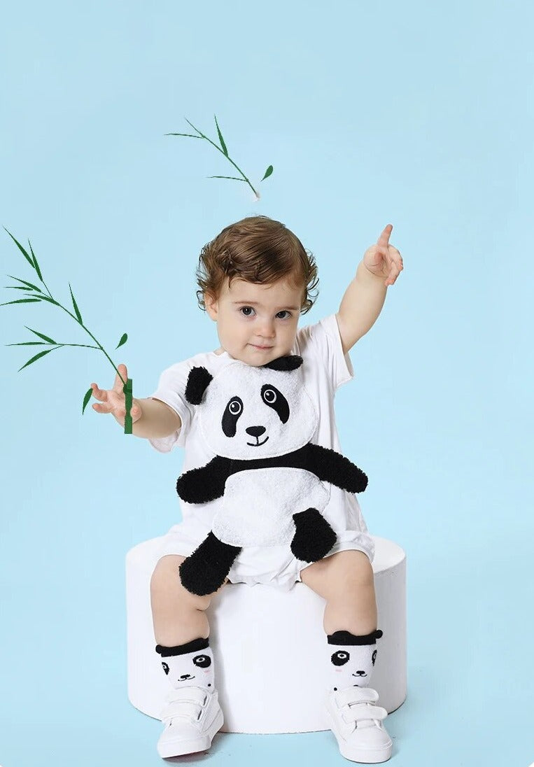 Cute Panda Hugged Boys Girls Romper