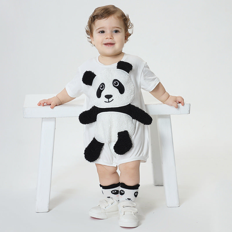 Cute Panda Hugged Boys Girls Romper