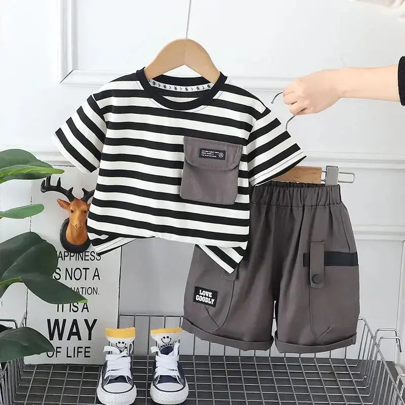 Boys Striped T-shirt And Cargo Shorts