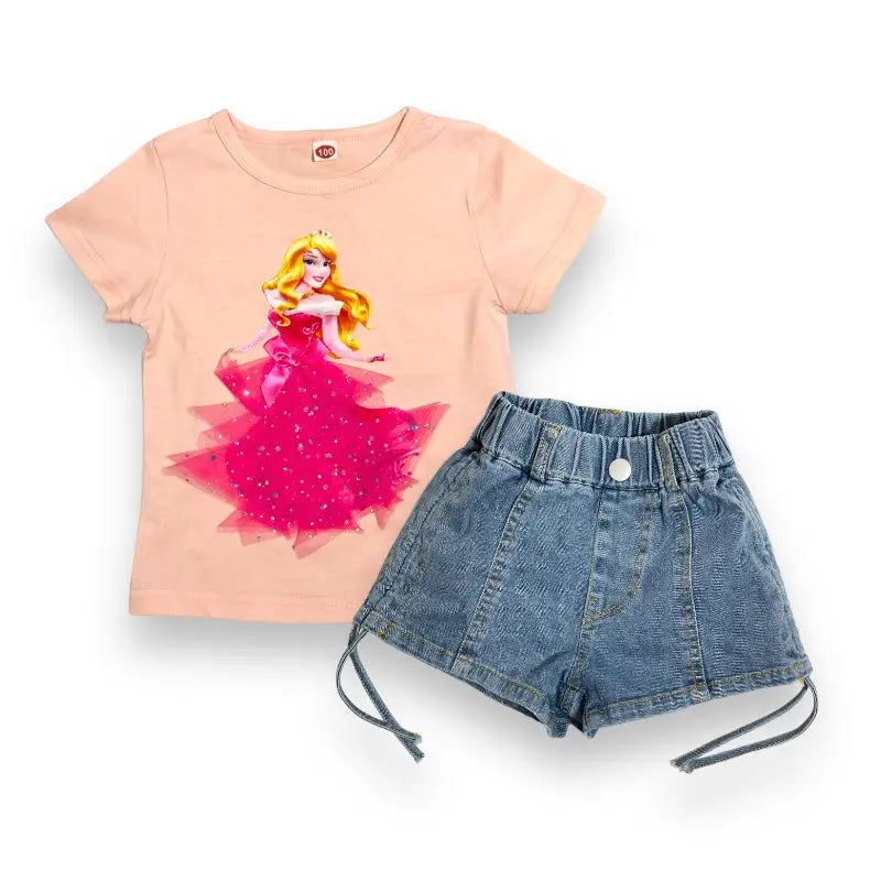 Girls T-shirt With Shorts Combo Set