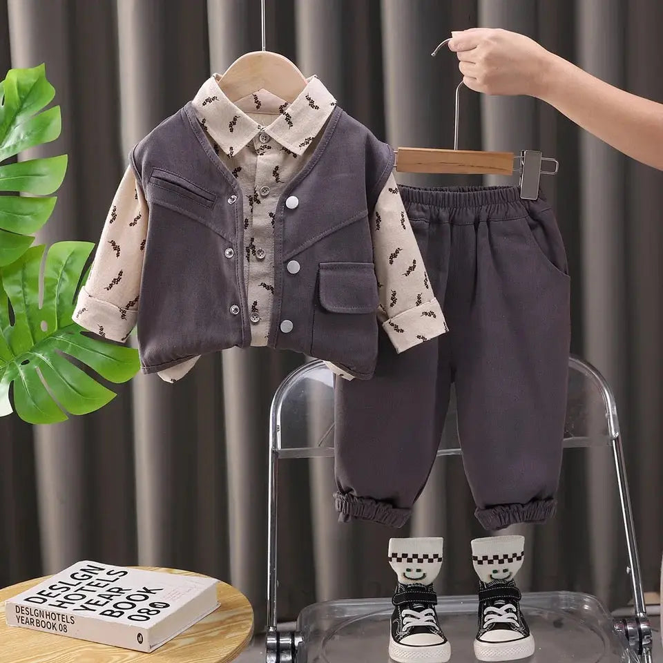 Boys Little Explorer 3-Piece Set – Jacket, Shirt & Joggers