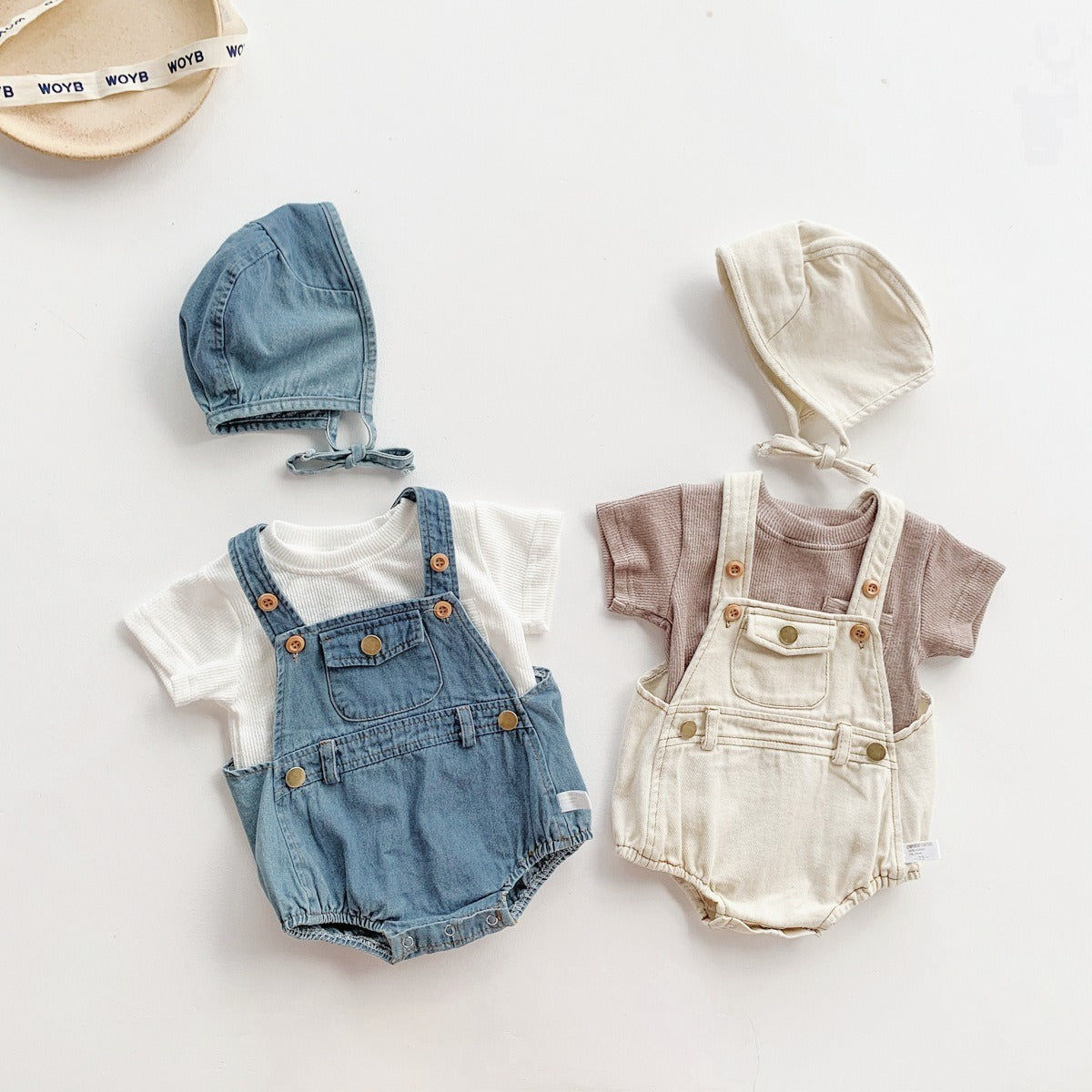 Denim Baby Boys and Girls Romper with Cap