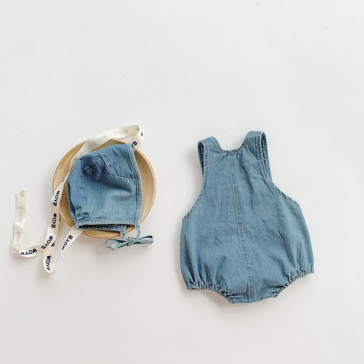 Denim Baby Boys and Girls Romper with Cap