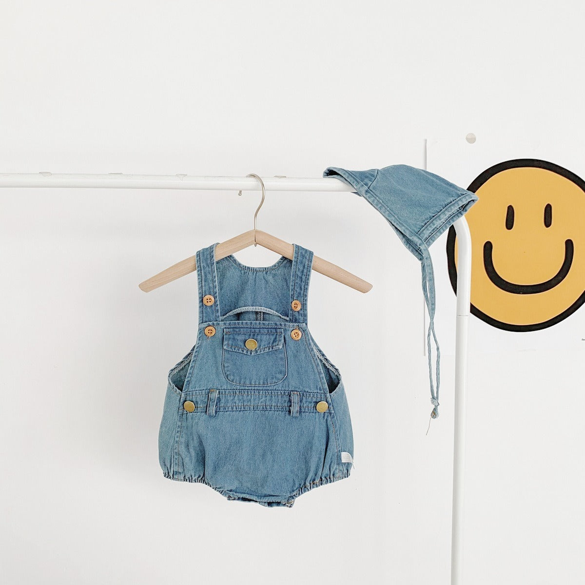 Denim Baby Boys and Girls Romper with Cap